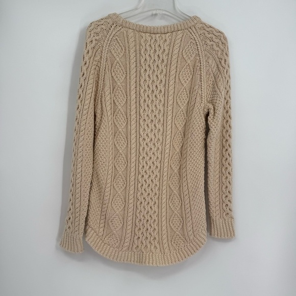 LL Bean Signature Fisherman Tunic Sweater Womens Size S Ivory Cable Knit - Picture 8 of 11